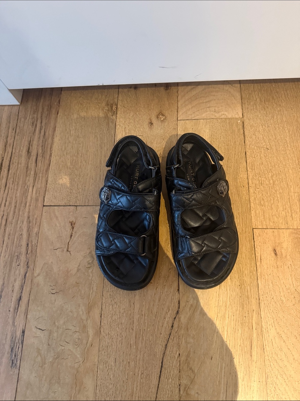 Women's Black Quilted Strap Sandals